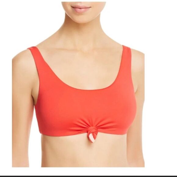 NWT DOLCE VITA Knot Crop Bikini Swim Top Cherry Red- Size XS - Picture 1 of 7